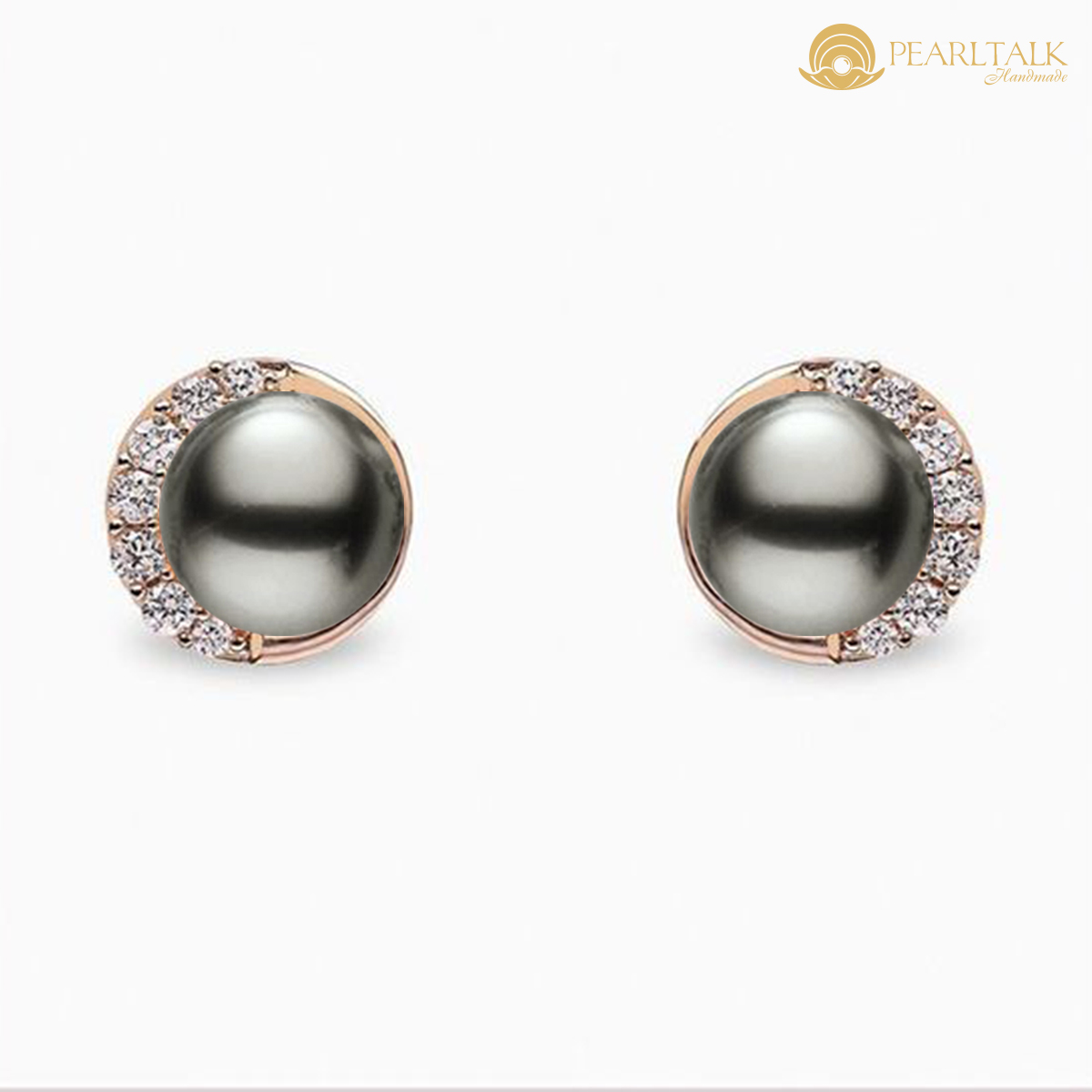 BÔNG TAI NGỌC TRAI TAHITI ĐEN 8MM